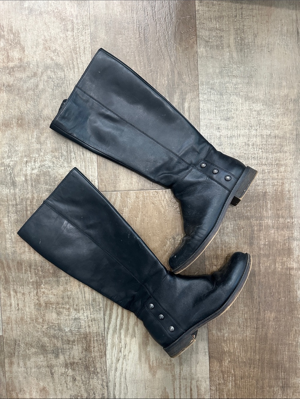 Franco Sarto Black Tall Leather Riding Boots